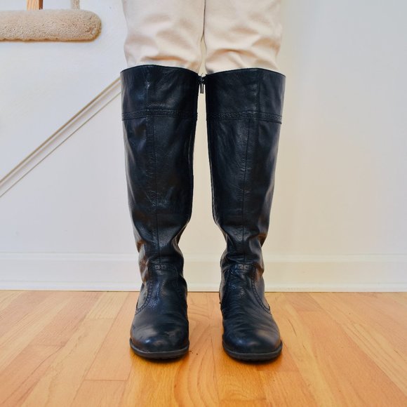 Black Leather Knee High Boots - Picture 3 of 10